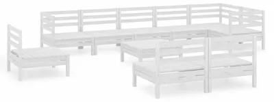 Produktbild von vidaXL 10-tlg. Garten-Lounge-Set Massivholz Kiefer Weiß