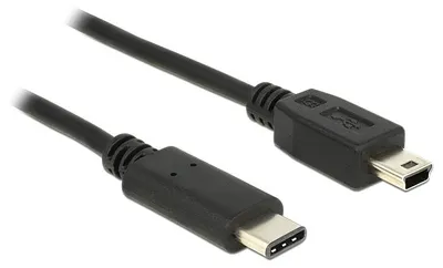 Zdjęcie produktu dla DeLOCK 0.5m, USB2.0-C/USB2.0 Mini-B, 0,5 m, Mini-USB B, USB C, USB 2.0, Męska/Męska, Czarny