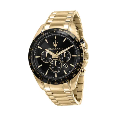 Imagen del producto de Reloj Maserati para hombre, cronógrafo, modelo TRAGUARDO, acero inoxidable, color dorado, lujo, referencia D2UMAR8873612041