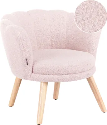 Produktbild von BELIANI Kindersessel Pastellrosa Bouclé Polsterung Holzbeine Kinderstuhl