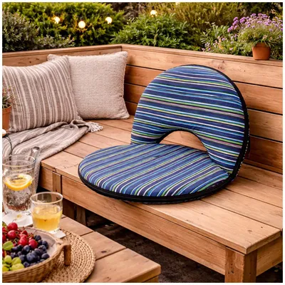 Produktbild von Bodensessel Rund Gestreift Blau Grün Verstellbar Indoor Outdoor bis 150 kg