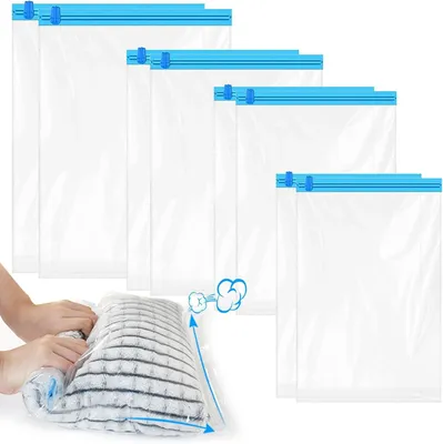 Produktbild von 8 Stück Vakuumbeutel für Kleidung, Kompressionsbeutel Vakuum Kleiderbeutel zum Rollen Keine Pumpe Vacuum Bags Wiederverwendbar Aufbewahrungsbeutel für Reisen & Rucksack
