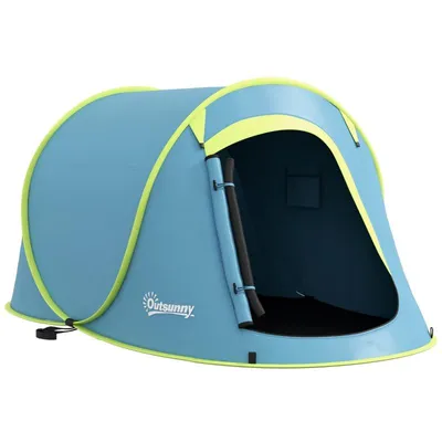 Produktbild von Outdoor-Zelt – Wasserdichtes und schnelltrocknendes Campingzelt – Pop-Up-Zelt – Inklusive Zubehör und Aufbewahrungstasche – 245 x 148 x 105 cm – Blau