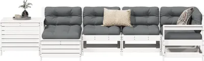 Produktbild von Möbel 7-tlg. Garten-Sofagarnitur Weiß Massivholz Kiefer - Gartenmöbelset 3250977