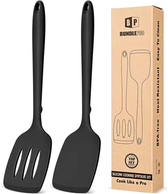 Immagine prodotto di Spatola - In silicone - Priva di BPA - Resistente al calore - Nera