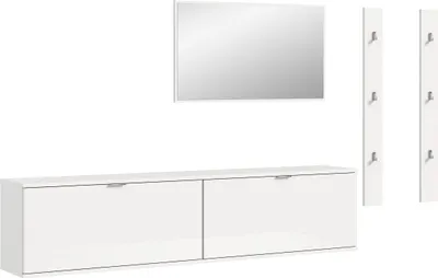 Produktbild von Garderobenkombination Weiß Hochglanz, 237x191x37 cm,