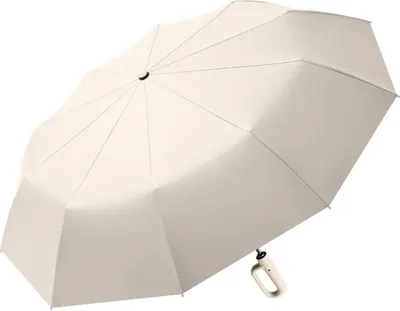 Produktbild von Extragroßer 125cm Automatik-Regenschirm, 10 Streben, Wasserabweisend, UV-Schutz 50+, mit Karabinergriff, Anti-Rutsch-Griff, Schutzhülle, Beige