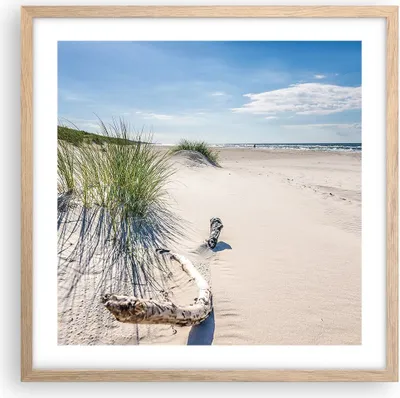 Produktbild von Gerahmtes Poster - Rahmen in heller Eiche - Mrzezyno Strand Meer - 50x50 cm - Wand Bild - Wanddeko - Wandbilder - Wandposter - Bilderrahmen - Bilder - Kunstdruck - Wandbild - P2NAC50x50-4281