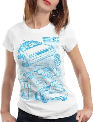 Produktbild von style3 DMC-12 Blaupause T-Shirt Damen, Farbe:Weiß, Größe:2XL