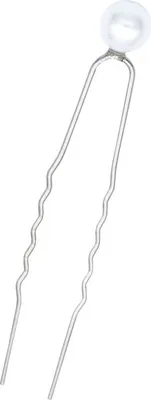Produktbild von A&A Haarnadel Perle weiß, Nadel silber 6er