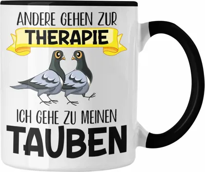 Produktbild von Trendation - Taubenzüchter Geschenk Zaubenzucht Zubehör Tauben Tasse Lustiger Spruch Taubenflüsterer Taubenliebhaber Becher (Schwarz)