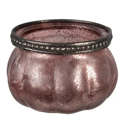 Zdjęcie produktu dla Clayre & Eef Pojemnik na podgrzewacze Ø 9x6 cm różowe szkło