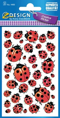 Image de Avery Zweckform® 4400 Z-Design 4400, Autocollants décoratifs, Coccinelle, 3 feuilles/114 autocollants