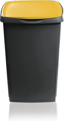 Image de Poubelle jaune de 50 litres avec couvercle rabattable, compacte et écologique