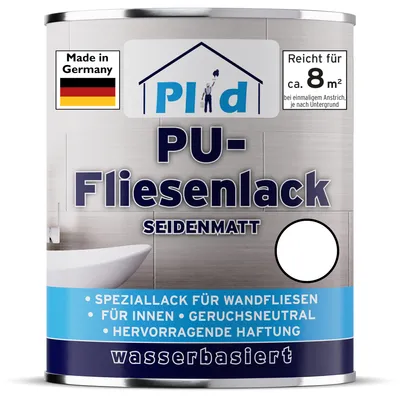 Produktbild von Plid Fliesenlack 0,75L Weiß seidenmatt – Fliesenfarbe für Wandfliesen in Küche & Bad, hohe Deckkraft, bis zu 8m²