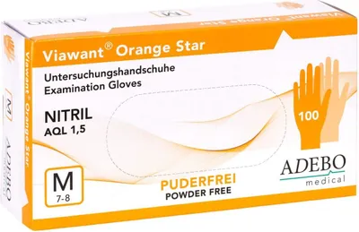 Produktbild von Viawant® Orange Star Nitrilhandschuhe orange, Gr. L – 100 Stück, puderfrei