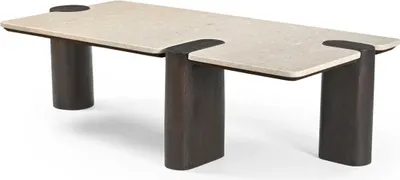 Produktbild von Couchtisch Maeve Marmor Beige / Mangoholz Braun