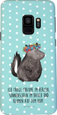 Produktbild von Mr. & Mrs. Panda Samsung Galaxy S9 Handyhülle Stinktier Mädchen - Türkis Pastell - Geschenk, Raubtier, Smartphone Hülle, Yoga, Handy Schutzhülle, Skunk, Wildtier, Namaste