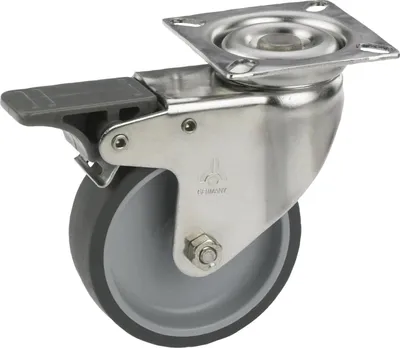 Produktbild von Lenkrolle mit Platte und Totalfeststeller 50 x 18 mm, Tragkr. 40 kg