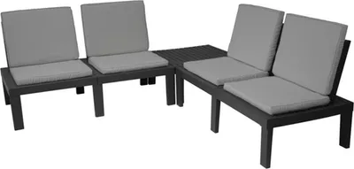 Image de Ensemble de mobilier de jardin ProGarden, gris, 5 pièces, ensemble lounge avec coussins