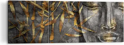 Produktbild von Bild auf Leinwand - Leinwandbild - 3 Teile - Buddha Gold Bodhisattva - 120x40cm - Wand Bild - Wanddeko - Wandbilder - Leinwanddruck - Bilder - Wanddekoration - Leinwand bilder - CA120x40-4442