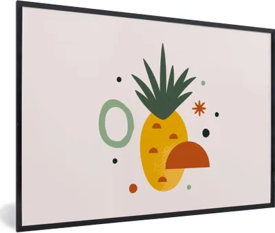 Produktbild von MuchoWow® Gerahmtes Poster Ananas - Tropisch - Obst 90x60 cm - Poster mit Schwarzem Bilderrahmen Wandposter Rahmen Foto Bilder - Fotorahmen - Foto-Plakat