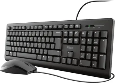 Immagine prodotto di Trust Primo, Cavo, USB, Interruttore a membrana, QWERTY, Nero, Include mouse