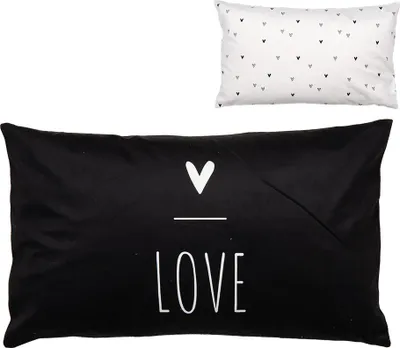 Produktbild von Clayre & Eef Kissenbezug 30x50 cm Schwarz Weiß Polyester