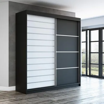 Productafbeelding van Schuifdeurenkast COLIN, 2 deuren, kast 180 cm (wit, zwart, Sonoma)