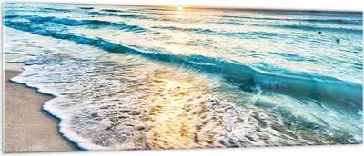 Produktbild von Bilder auf glas - Meer Welle Strand - 140x50cm - Glasbilder - Wandbilder - Kunstdruck - zum Aufhängen bereit - Wanddekoration aus Glas - Glas Bilder - Wandbild auf Glas - Einteilig - GAB140x50-3621