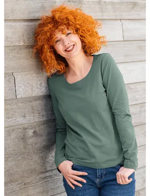 Productafbeelding van Basic langarmshirt, kleur: lorbeer, maat: L.