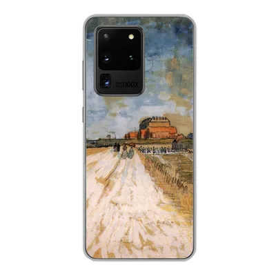 Produktbild von MuchoWow® Handyhülle Schutzhülle Hülle für Samsung Galaxy S20 Ultra Straße entlang der Stadtmauern von Paris - Vincent van Gogh Silikon Softcase Handy Hülle - Karteninhaber