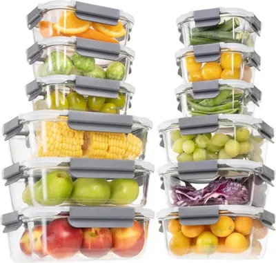 Produktbild von GENICOOK 24-teiliges Glas Frischhaltedosen Set mit Deckel für Lebensmittel