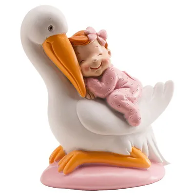 Produktbild von Tortenfigur Mädchen mit Storch 10cm