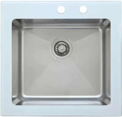 Produktbild von Küchenspüle Glas Einbauspüle Edelstahl Spüle 55 x 53 Weiß Respekta New York