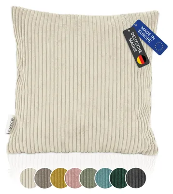 Immagine prodotto di Cuscino decorativo con rivestimento in tessuto di velluto a coste, color beige, dimensioni 40x40 cm