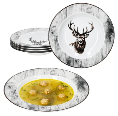 Immagine prodotto di set di 6 piatti da minestra Alois 180ml in porcellana 6 persone piatti profondi cervo pasta