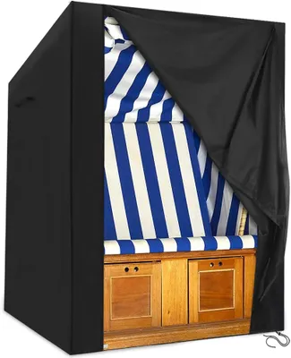 Produktbild von 420D Strandkorb Schutzhülle, 135x105x175/140cm Strandkorbhülle, Strandkorbabdeckung wasserdichte Schutzhülle, mit Klettverschluss Atmungsaktiv, Winterfeste