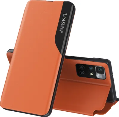 Produktbild von Xiaomi Redmi 10 Hülle, Smart View Fenster Flip Stand Cover Kunstleder Schutzhülle für Xiaomi Redmi 10 Orange