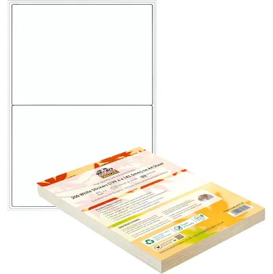 Image de Étiquettes adhésives pour imprimante, format A4, avec 2 étiquettes par feuille, 100 feuilles, 200 pièces