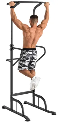 Image de Station de musculation multifonctions barre de traction chaise romaine hauteur ršŠglable acier noir rouge