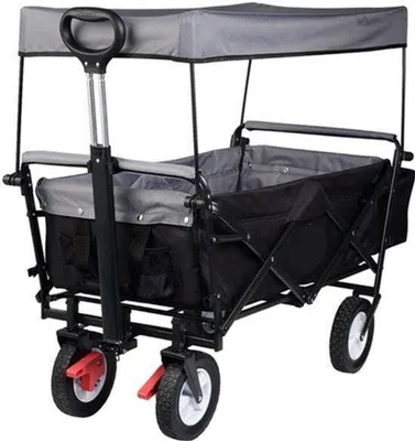 Immagine prodotto di Carrello pieghevole da trasporto – 100 litri – capacità di 80 kg – con tetto, ruote e freno – colore blu