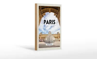 Produktbild von Holzschild Reise 12x18 cm Paris Frankreich Louvre Dekoration