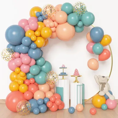 Image de Kit de guirlande de ballons en forme d'arc, 153 pièces, décorations de fête bohèmes aux couleurs de l'arc-en-ciel