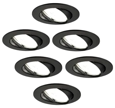 Produktbild von Ledvion 6er Set LED Einbaustrahler Rund Schwarz 3W dimmbar Kaltweiss