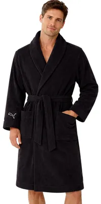 Produktbild von Puma Uni Bademantel Morgenmantel Damen Herren Frottee 100% Baumwolle, Farbe:Black, Bekleidungsgröße:S/M