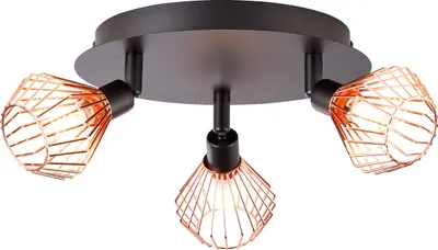 Produktbild von LED Deckenstrahler 3 flammig - Deckenspot mit stilvollen Draht-Schirm