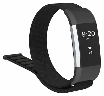 Produktbild von INF Ersatzarmband für Fitbit Charge 2 Schwarz Nylon Klettverschluss Uni