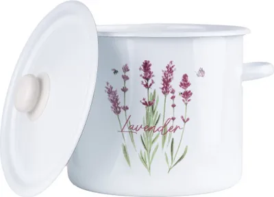 Produktbild von Emaille Topf 7L Kochtopf Universaltopf Suppentopf Induktion Fleischtopf Lavendel + Deckel