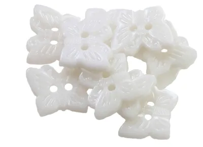 10 x Kinderknopf Schmetterling, 16 x 13 mm, 2-Loch-Knopf, weiß